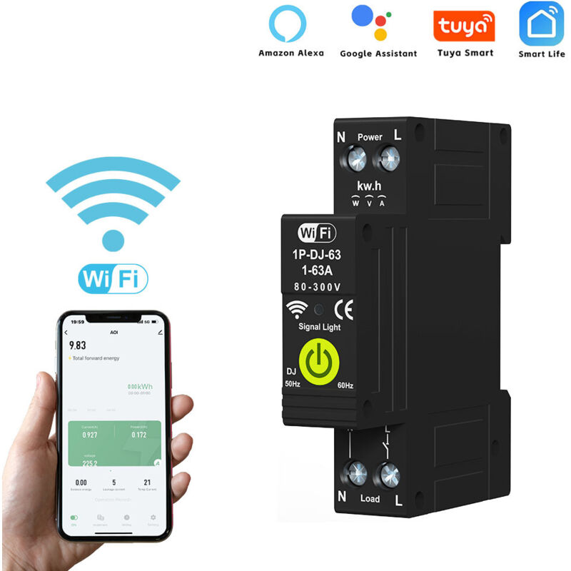 63a Wlan-smart-leistungsschalter, Messtimer Und Fernbedienung, Din-schienen-energiezähler