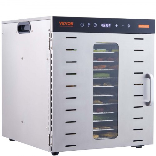 1000 W Dörrautomat Edelstahl, 377 X 285 Mm 10 Stk. Tabletts 360° Trocken, Dörrgerät, Temperaturregelung, 0,5 Bis 48-stunden-timer, Überhitzungsschutz, Rezeptheft Für Fleisch Obst Gemüse