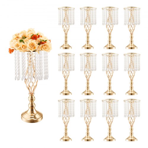 12 Stk 49 Cm Hoher Blumenständer Aus Kristallglas Für Hochzeiten, Metallvase Für Hochzeitsmittelstücke, Goldene Blumenhalter, Blumenständer Für Tische, Hochzeitsessen, Partys, Zeremonien, Geburtstagsv