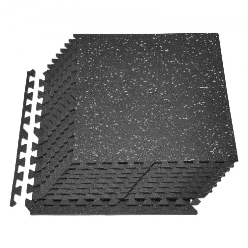 12 X Puzzlematte Bodenschutzmatte 61 X 61 X 1 Cm, Hochdichte Eva-schaumstoffmatte, Ineinandergreifende Fitnessmatte Gymnastikmatte Sportmatte, Trainingsmatte (schwarz) Mit Grauen Punkten