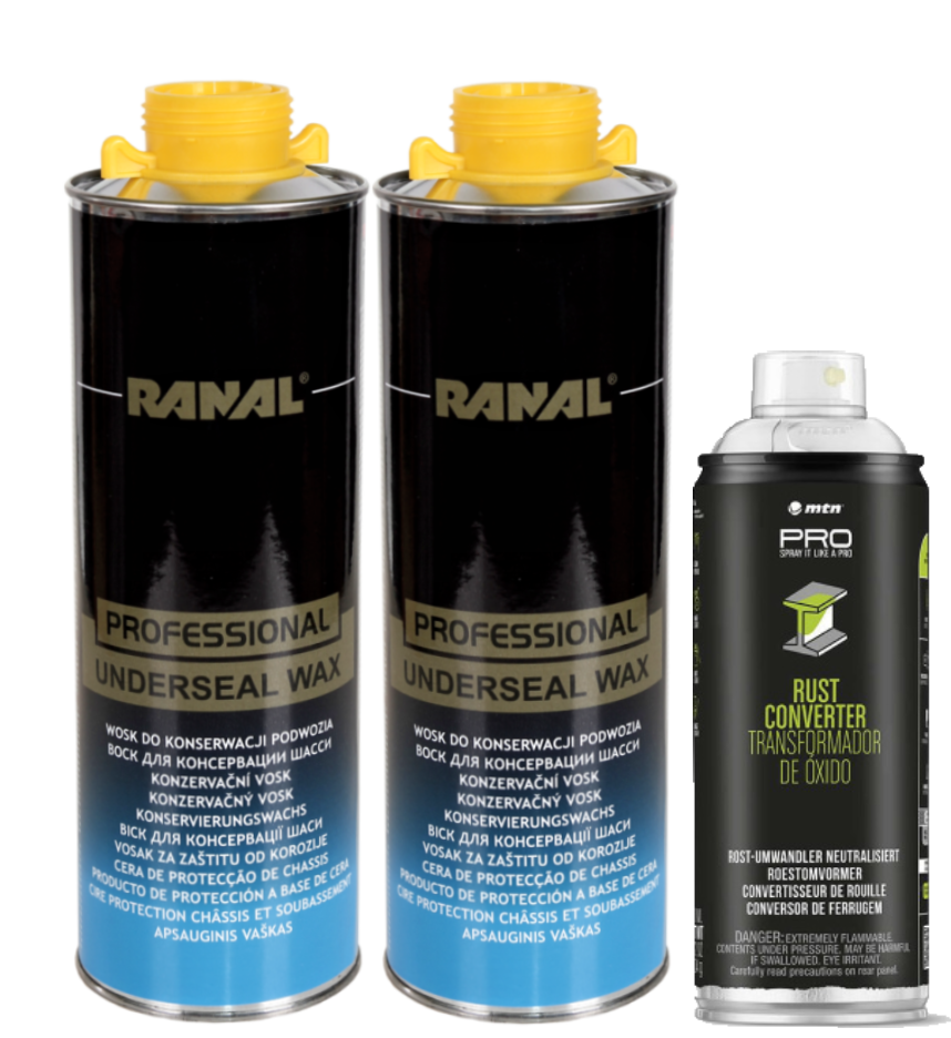 2x Korrosionsschutzwachs Für Die Fahrgestellpflege (1 L) + 1x Rostentferner (400 Ml)