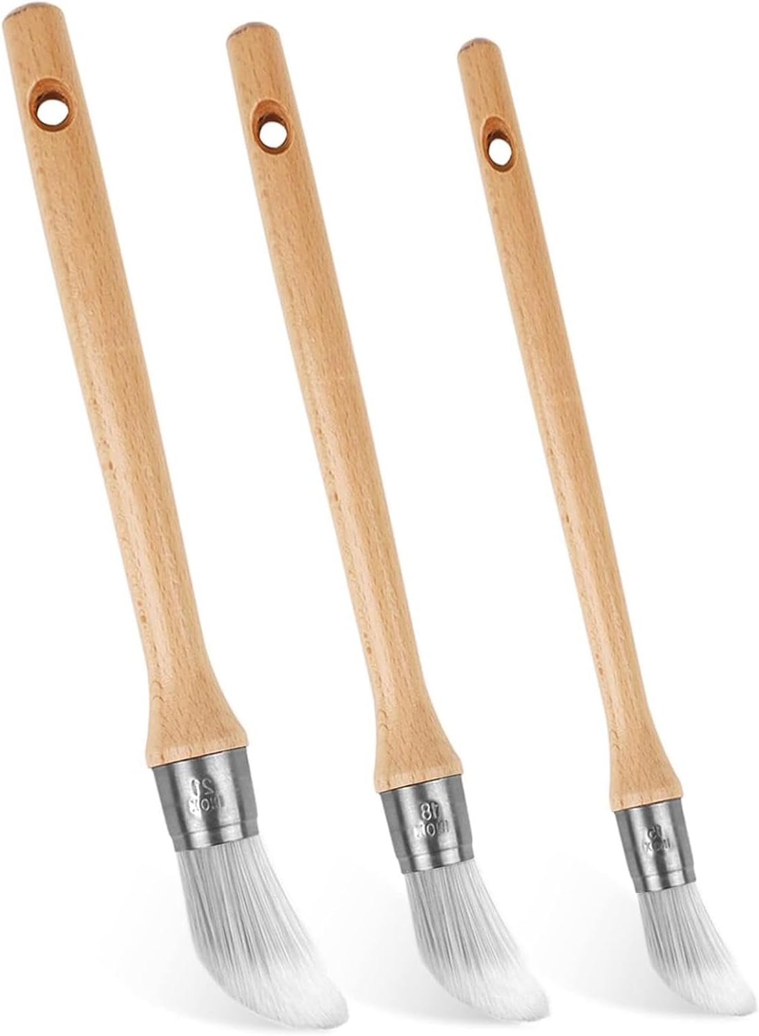Pack Of 3 Round Paint Brushes, Pointed Fine Paint Brush, Window Frame, Paint Brush, Nylon Brush, Stainless Steel Bow, Ring Brush For Windows And Doors, Profiles With Oil And Water Based Paints