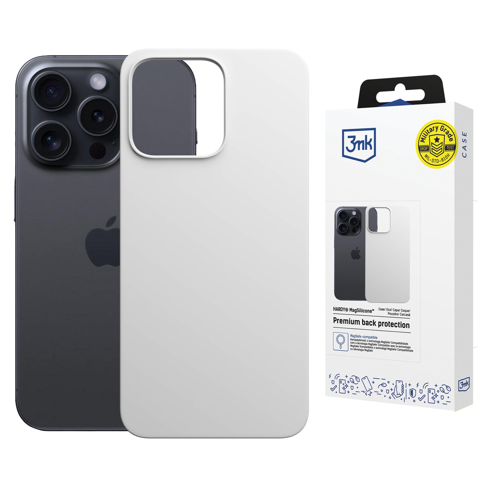 Apple Iphone 15 Pro – 3mk Hardy Magsilicone Silber-weiß