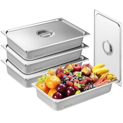 4er-pack Hotelpfannen, Dampfpfanne In Voller Größe Mit Anti-stau-funktion Und Deckel, 0,8 Mm Dicke Edelstahl-dampftischpfanne, 4 Zoll Tiefe Kommerzielle Tischpfanne, Catering-aufbewahrungspfanne Für L