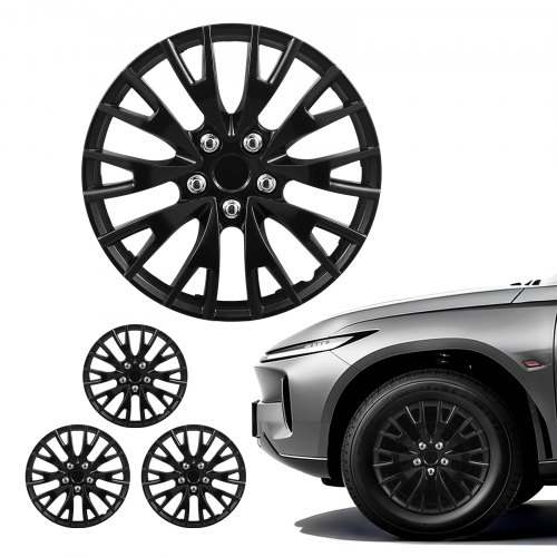 4x Universale Radkappen 16 Zoll, Radzierblenden 4er Set Aus Abs Kunststoff, Verstellbare Radblenden Mit 20 Speichen & Snap-on-montage Design, R16 Radabdeckungen Für Deko & Daubschutz, Schwarz