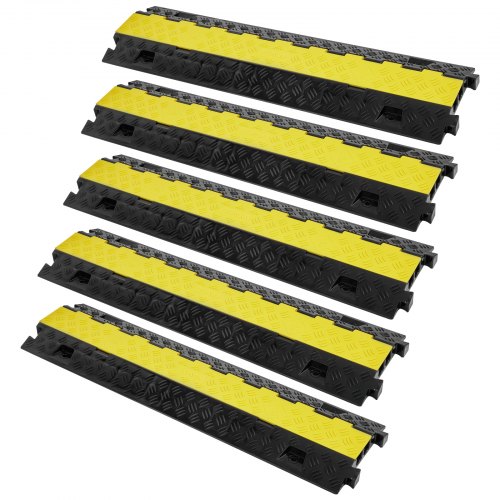 5er Set 2-kanal-kabelschutzrampe Kabelbrücke Aus Tpu & Tpr Schlauchbrücke 91,8 X 25 X 4,3 Cm Überfahrschutz 10000 Kg (pro Achse) Tragfähigkeit Kabel Rampe Anti-rutsch-design Ideal Für Parkplätze