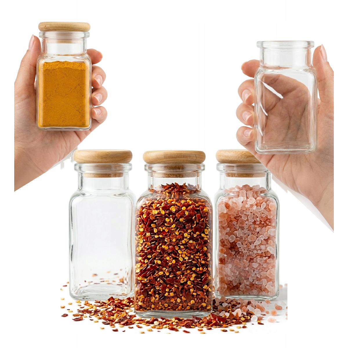 5 Gläser À 150 Ml Für Kräuter, Gewürze, Süßigkeiten, Hochzeiten, Holzkorken
