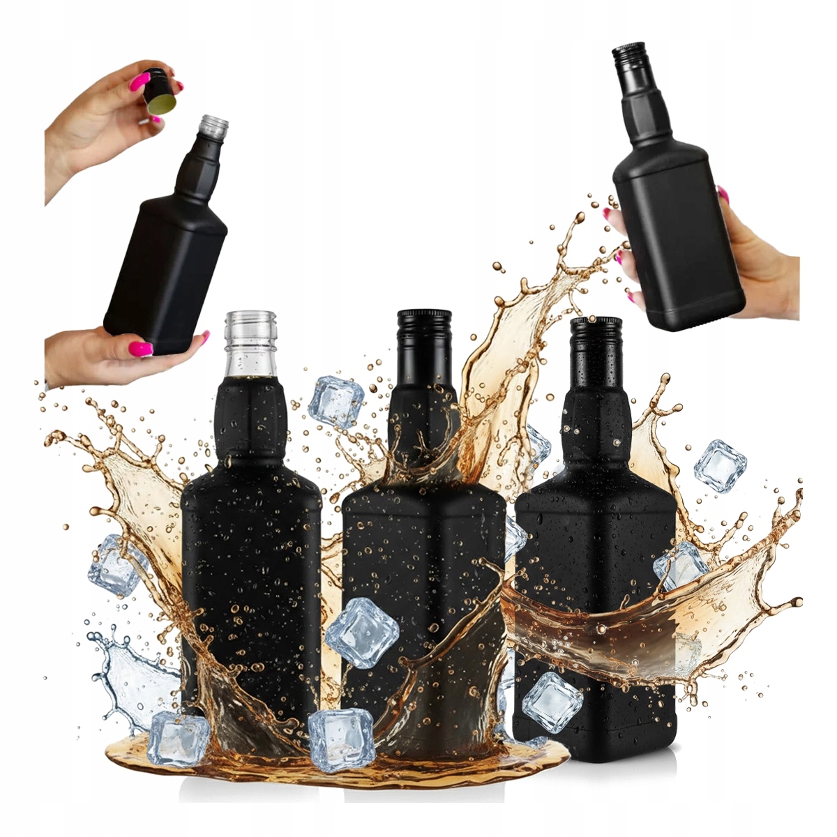 5x Daniel 500ml Flasche, Schwarz Matt, Mit Charakter Für Whisky-liköre, 5 Stück
