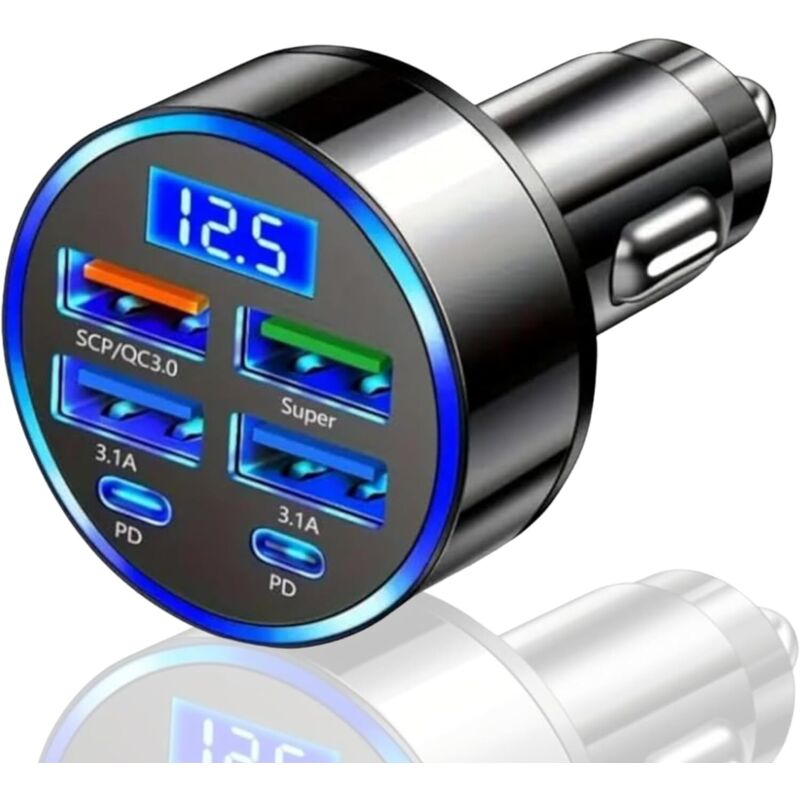 30-minuten-superschnelles 6-in-1-usb-autoladegerät Für Iphone, Ipad, Samsung – Superschnelles Laden – Lädt Mehrere Geräte 3x Schneller