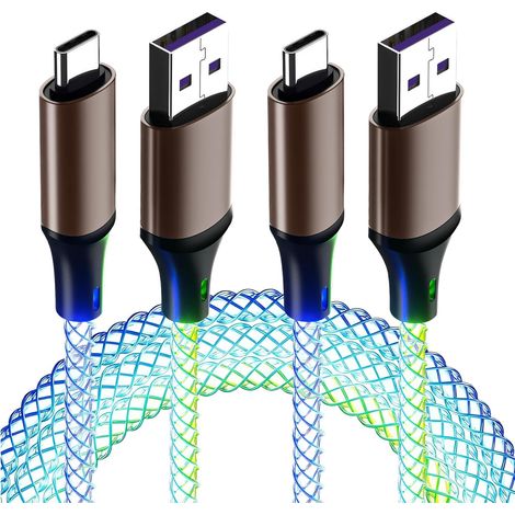 2er-pack Rgb-beleuchtete Usb-a-auf-usb-c-kabel, 1 M, 66 W Pd 3.0 Schnellladefunktion, Usb-typ-c-led-kabel Für Datenübertragung Und Laden, Kompatibel Mit Smartphones, Tablets Und Laptops