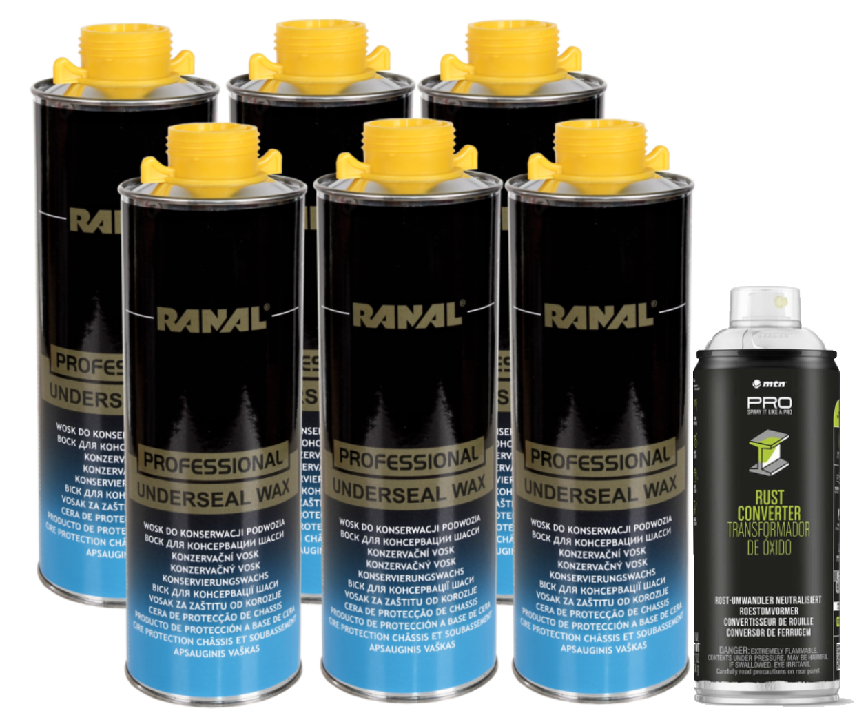 6x Korrosionsschutzwachs Für Die Fahrgestellpflege (1 L) + 1x Rostentferner (400 Ml)