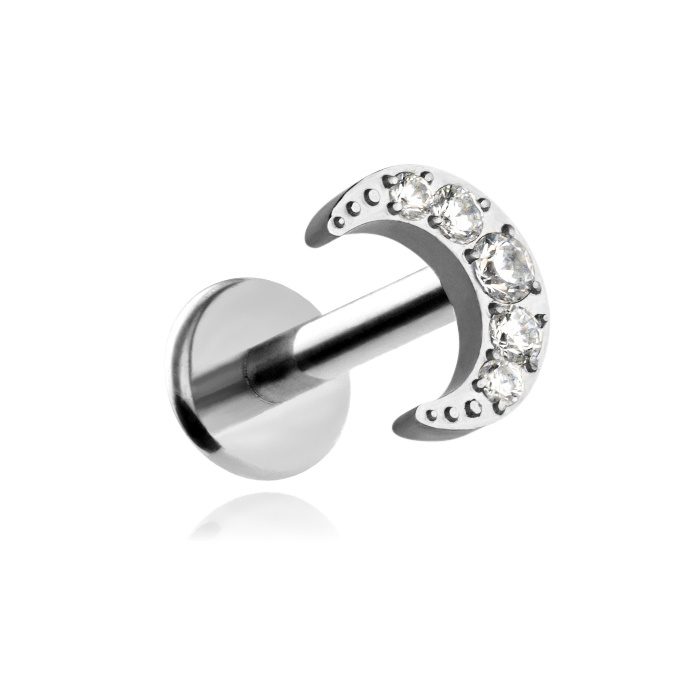 Labret-ohrring Aus Titan Mit Weißen Zirkonen – Silber 1,2/8
