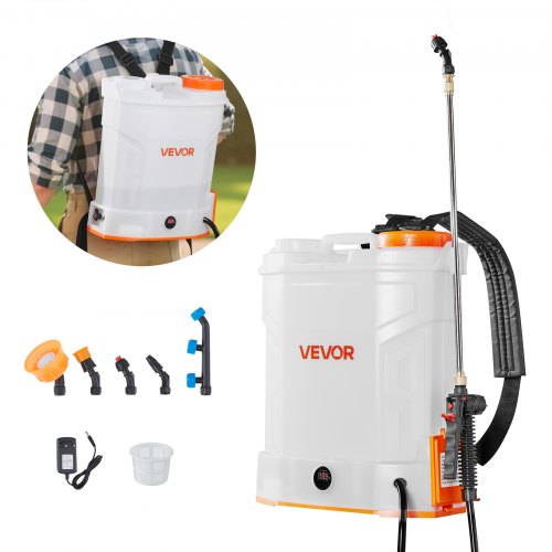 Akku-sprühgerät, 12 L, Elektrischer Rücken-drucksprüher, 2 Einziehbare Stäbe Und 5 Düsen, Einstellbar 0–6 Bar, 2 Stunden Laufzeit, Tragbarer Pumpsprüher Für Hof, Garten Und Rasen