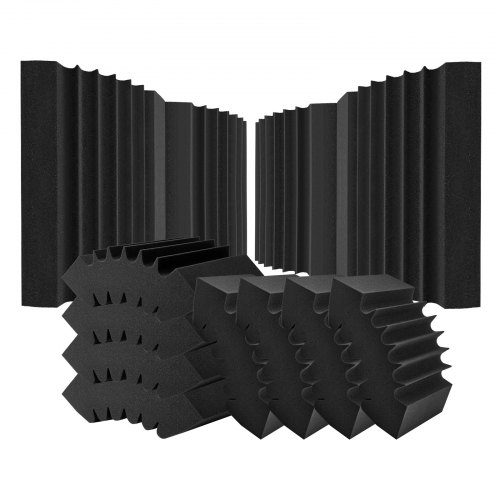Akustikschaumstoff Akustikpaneele 4er-set, 42x16x30cm, Selbstklebende Schalldichte Wandplatten, Akustikplatte, Akustikschaumstoff-matten Für Studiowände & -decken, Schwarz