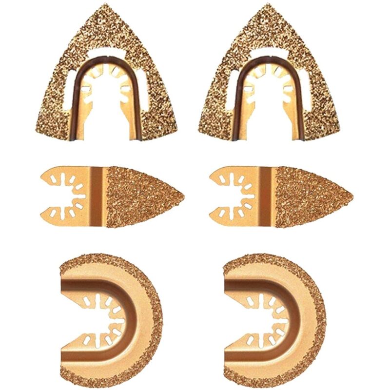 6 Stück Diamant-hartmetall-oszillationssägeblätter – Dreieckig, Halbkreisförmig – Universell – Hartmetall – Für Kombisägen – Für Fugen