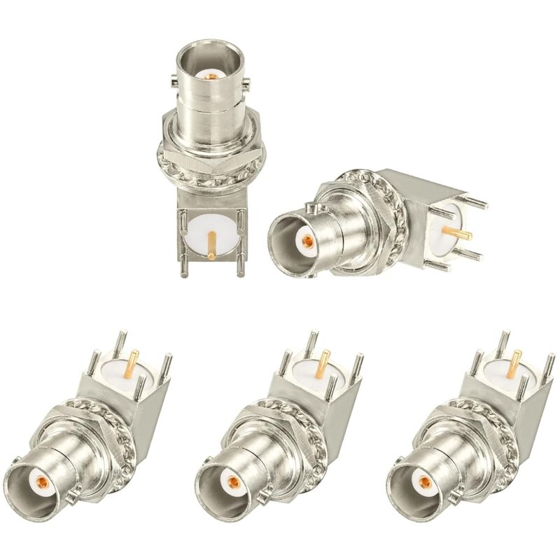 Bnc-stecker 50 Ohm Bnc-buchse, Durchführungsstecker, Lötanschluss, Leiterplattenmontage, Rechtwinkliger Stecker, Verlustarmer Hf-koaxialadapter Für Hf-module, Cctv- Und Rundfunkanwendungen (5 Stück)