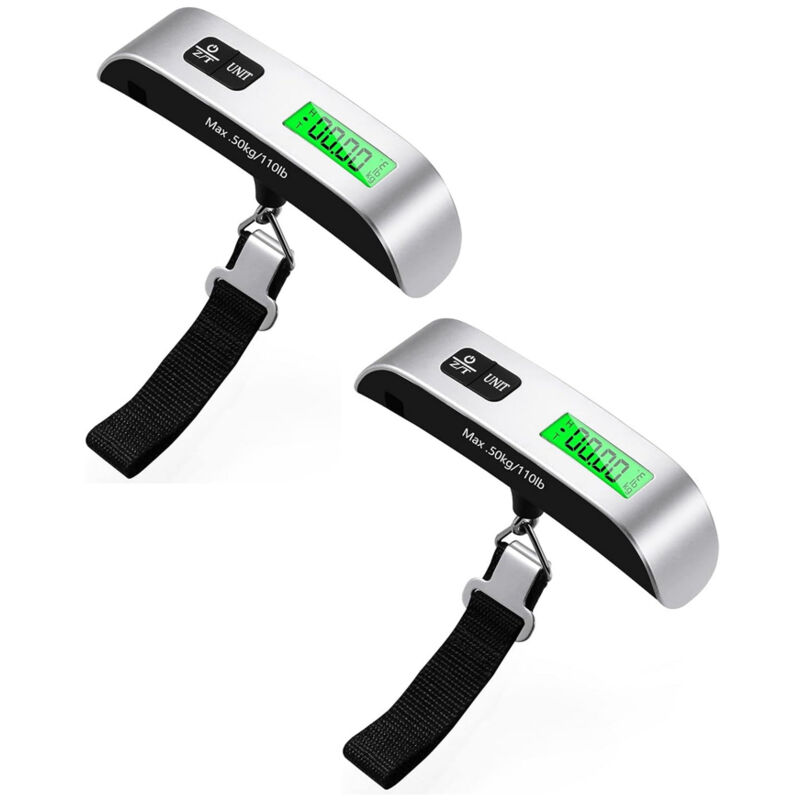 Zwei Elektronische Gepäckwaagen, Tragbare Reise-kofferwaage, Temperaturmessfunktion, Tara-funktion, Max. 50 Kg/110 Lb Für Reisen