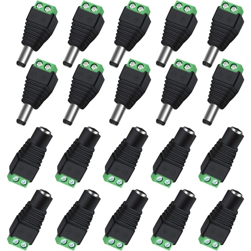 10 Paar Bnc/dc-stromanschluss Stecker Und Buchse 2,1 X 5,5 Mm Für Cctv-kamera/led-streifen