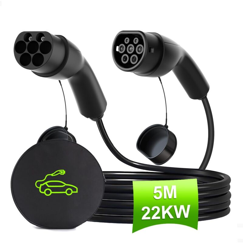 5 M 22 Kw, 32 A Typ 2 Auf Typ 2 Ladekabel Für Elektrofahrzeuge, Tragbare Ladestation Für Elektroautos, Schnellladegerät Für Hybridfahrzeuge Mit Umschaltbarem Strom, Ladekabel Für Elektrofahrzeuge Mit