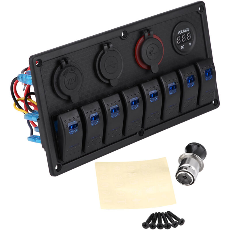 12v 24v 8-fach Auto-boot Led-wippschalter Dual-usb-bedienfeld Voltmeter Zigarettenanzünder
