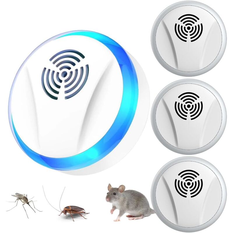 Ultraschall-abwehrgerät Gegen Nagetiere Und Insekten, Ultraschall-mückenschutz 4er-pack, Ultraschall-mäuseabwehr, Leistungsstarkes Ultraschall-rattenabwehrgerät, Ultraschall Gegen Mäuse Und Ratten, Ge