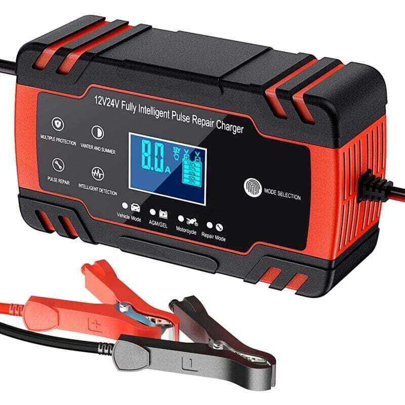 12v/24v 8a Smart-batterieladegerät – Automatisches Ladegerät Mit Lcd-bildschirm – Kompatibel Mit Agm-, Gel-, Nass- Und Sla-batterien – Überladeschutz