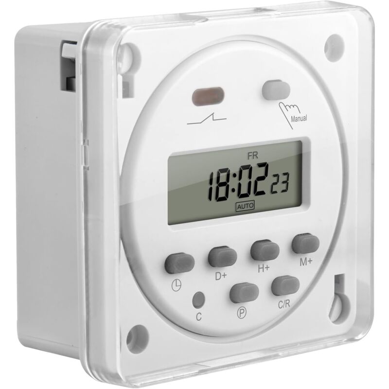 Cn101a Spst-schalter Mit Programmierbarem Timer Und Digitalem Lcd-display 12 V Dc 16 A, Weiß, Mit Wasserdichter Abdeckung