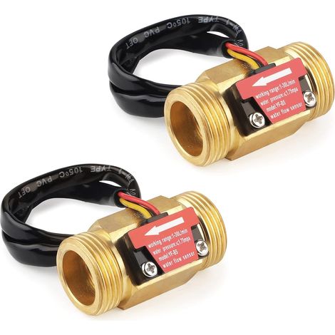 2 Stück G3/4 Wasserdurchflusssensor, 3/4'' Wasserdurchflusssensor-durchflussmesser, Hall-effekt-wasserdurchflusssensor-wasserdurchflussschalter-durchflussmesser, 1-30 L/min