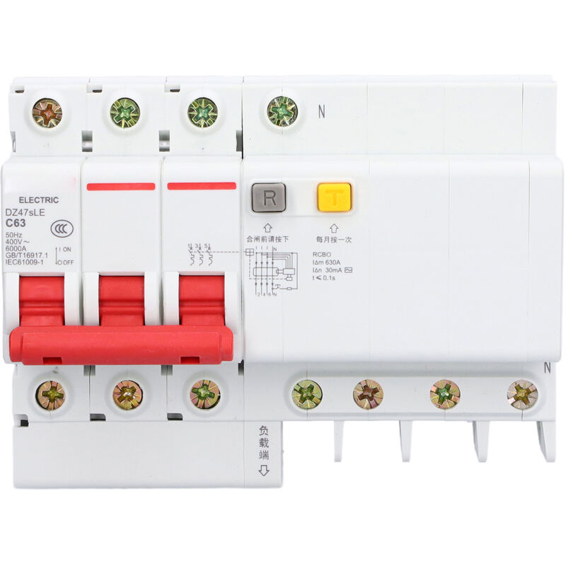 Miniatur-leistungsschalter C63 3p+n Din-schienenmontage Für Haushaltstextilien 63a Ac 400v