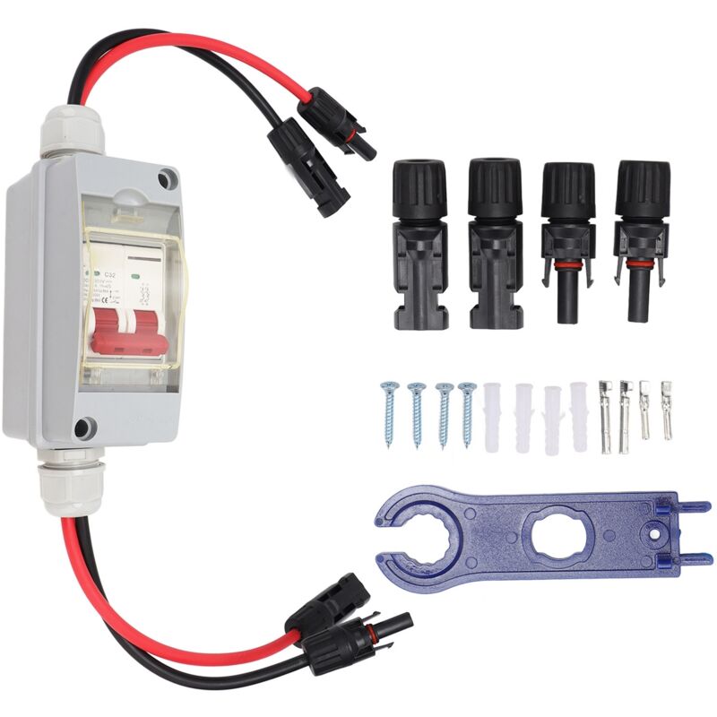– Mcb 2p Dc 500v 32a Leitungsschutzschalter – Ip65 Wasserdichter Trennschalter – Überspannungs- Und Überlastschutz – Schnellinstallation