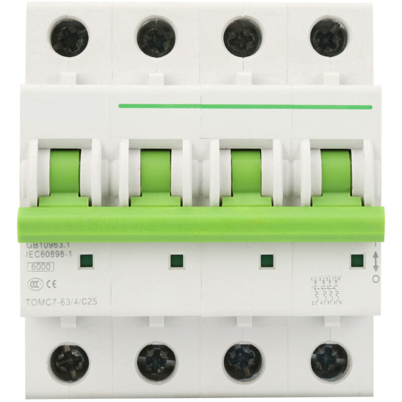 Tomc7-63 4p C Typ 6ka Miniatur-leistungsschalter Mit Leckstromschutzschalter (25a)