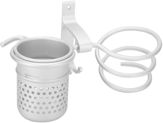 Vt Goods - Haartrocknerhalterung - Aluminium - Wandmontage Mit Ablage - Silber - Badezimmeraccessoires - Geeignet Für Haartrockner Und Lockenstäbe