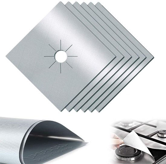6 Stück Teflon Silber Kochfeld Gasschutzplatten, Gasschutz Für Gasherde, Gasschutz Gegen Korrosion Und Verkleben Für Die Küche