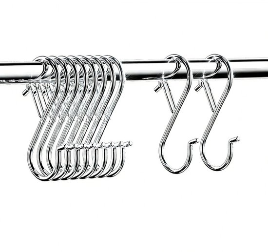 10er-set S-haken – Metallhaken – Geeignet Für Bad, Küche Und Garten – Silber