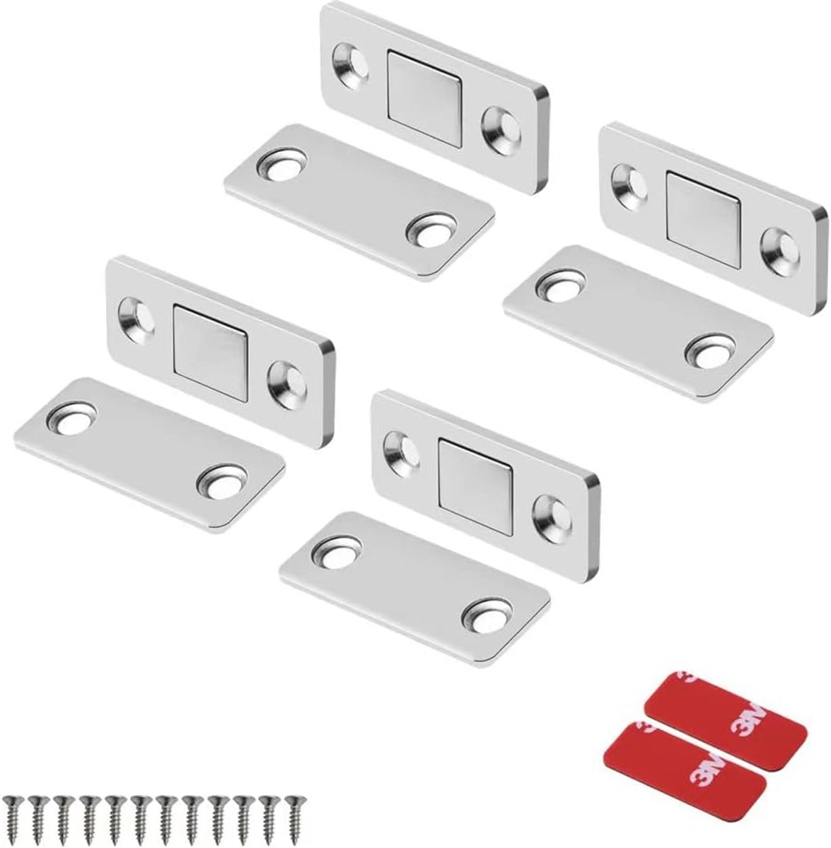Magnetschloss – 4er-set – Magnetischer Türschließer – L-förmiger Magnet – Türschlossmagnet – Schrankmagnet – Türschloss – Magnetschloss – Schubladenmagnet – Doppelmagnet – Silber