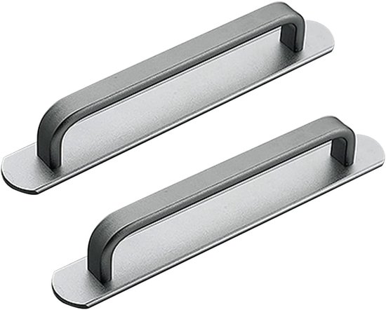 Zwei Selbstklebende Schrankgriffe Aus Aluminiumlegierung, Geeignet Zur Anbringung An Kühlschränken, Küchenschränken Und Schubladen (212 Mm, Grau).
