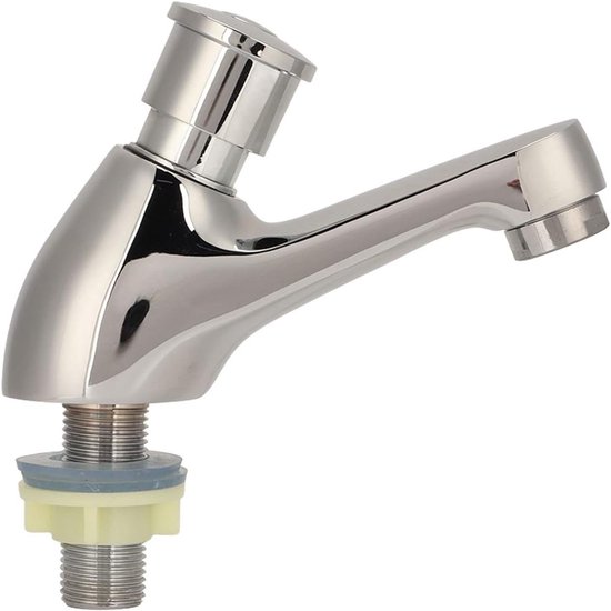 Kaltwasserhahn Mit Zeitverzögerung Automatischer Druckknopfhahn Wassersparend Selbstschließend 14 Cm Lang Silber