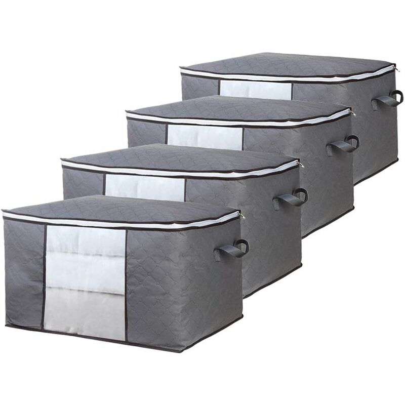 Kleiderorganizer Für Unter Das Bett Mit 4 Großen Taschen, 60 X 40 X 35 Cm, Grau