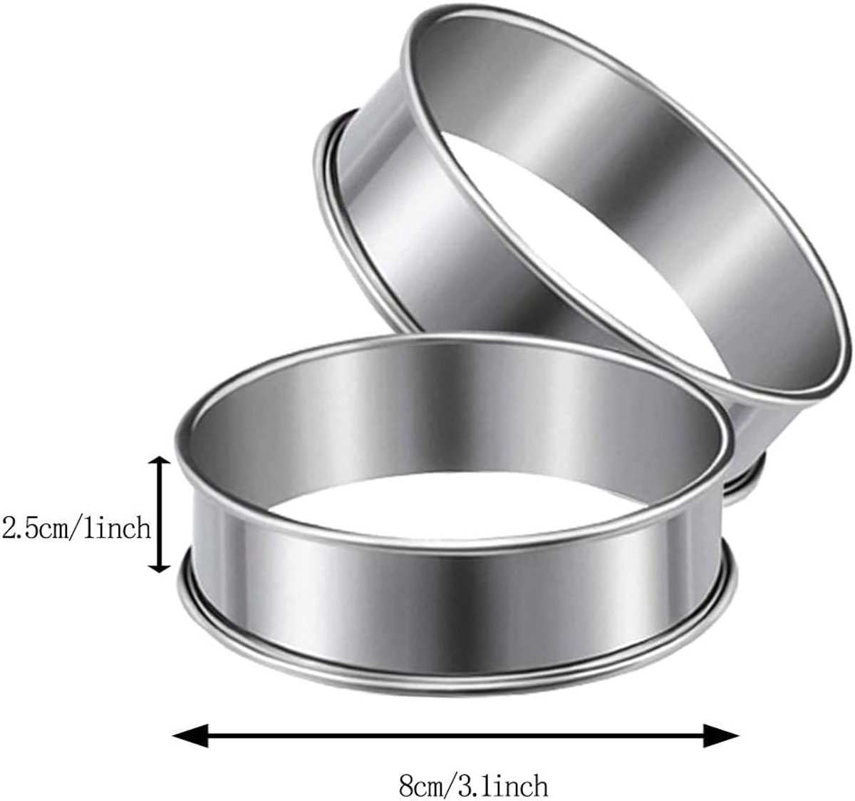 Tortenringe - Antihaft-mousse-ringform - Runde Backformen Aus Edelstahl Mit Doppelt Gebogenem Rand - Geeignet Für Kuchen, Gebäck, Kekse Und Sandwiches (8,5 X 2,5 Cm)
