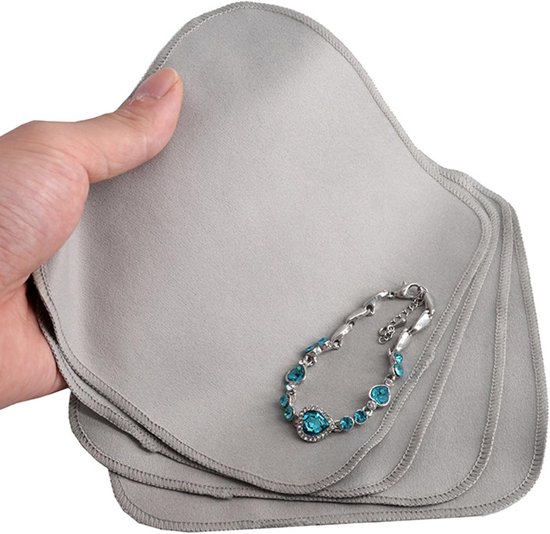 10 Stück Schmuckpoliertuch Ohrring Und Armbandreiniger Zur Reinigung Und Pflege Von Schmuck Grau 15 Cm