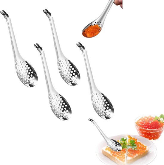 4 Teiliges Set Esslöffel Aus Edelstahl 304 Kochlöffel Suppenlöffel Lang (17 Cm) Kaviarlöffel Zum Trennen Von Kaviar, Eiweiß Und Eigelb Silber