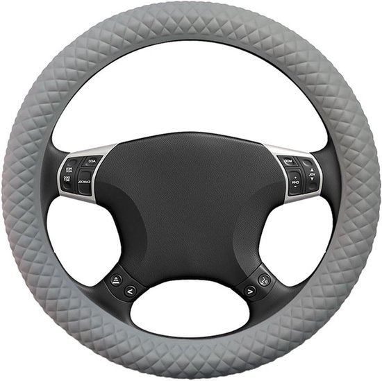 Lenkradbezug – Lenkradschutz – Sicheres Fahren – Rutschfestes Rautenmuster – 33–42 Cm Durchmesser – Grau