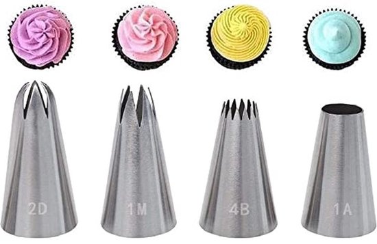 Dailygoods Spritztüllen Set 4 Große Tüllen Edelstahl Diy Backzubehör Dekorierdüsen Für Cupcakes Und Kekse