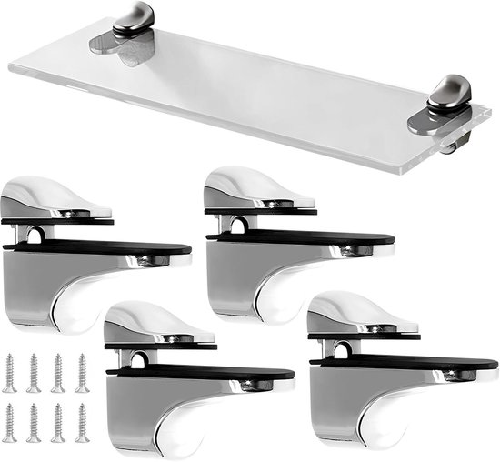 Glasklemme 4 Stück Schrankregalhalterung Fischmaul Glasklemme Glasregalhalterungen Verstellbar Für 3 18 Mm Dicke Glas Und Holzregale Silber