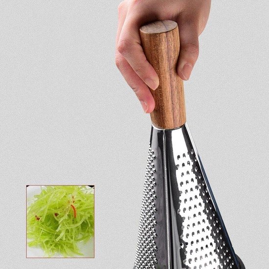Küchenreibe Aus Edelstahl Mit Holzgriff Für Käse, Gemüse Und Obst