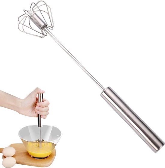 Halbautomatischer Schneebesen Küchenhelfer Backen Und Kochen 360° Drehung 25 Cm Silber