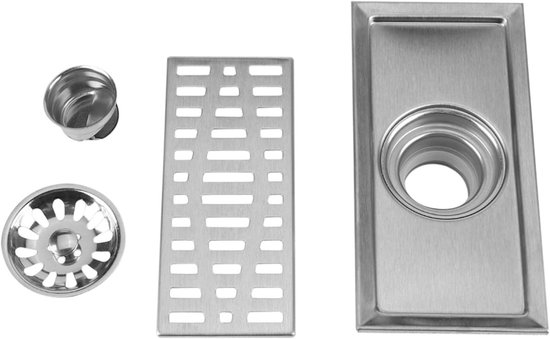 Duschbodenablauf – Linienablauf – Wasserablauf – Anti-verstopfungsfilter – 20 X 10 Cm – Silber