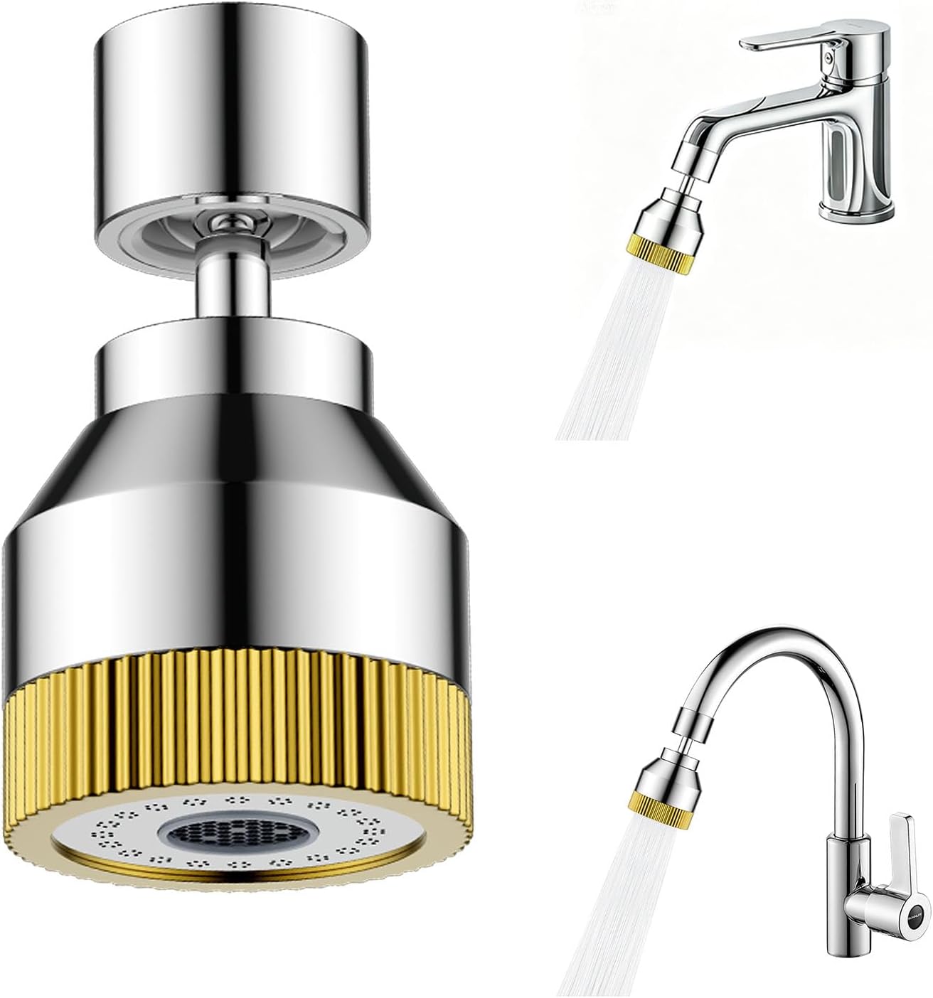 Wasserhahn-luftsprudler – Verlängerung – Sprühkopf – Düse – Wasserhahnzubehör – Rutschfester Schwenkarm – 55/64"-schraubadapter – Standard Silber – 55/64