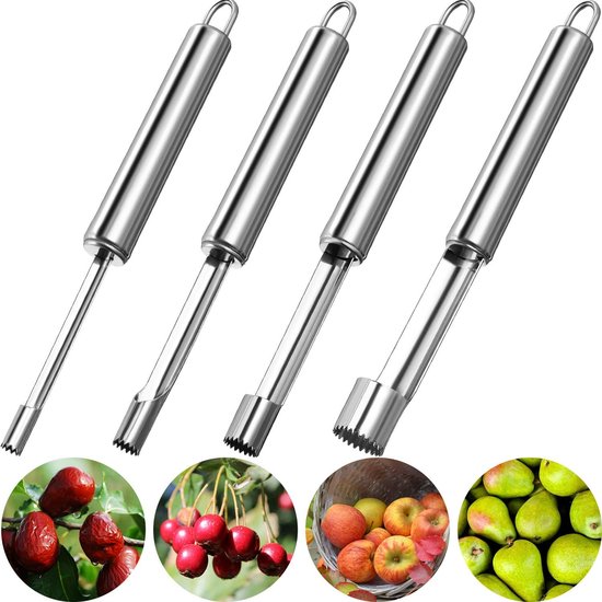 4 Teiliges Obstentkerner Set Für Den Haushalt Apfelentkerner Küchenentkerner Multifunktionaler Entkerner Edelstahl Silber