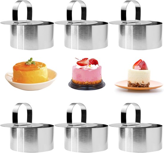 6 Teilige Runde Kuchenringform Kuchenform Backformen Backzubehör Edelstahl Silber